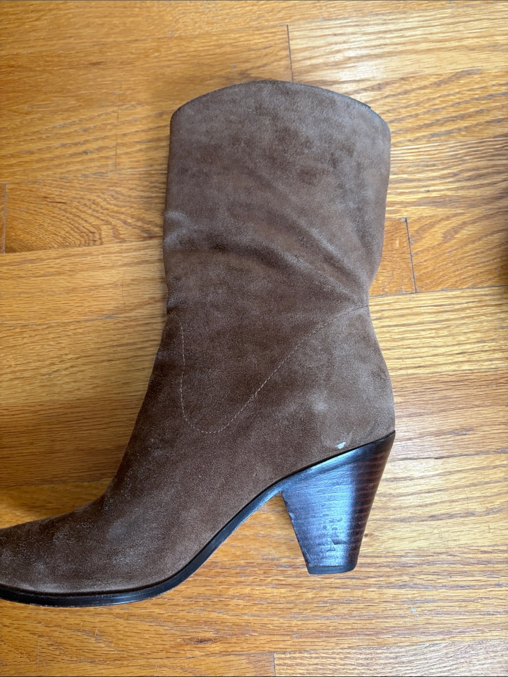 PAIGE Taupe Suede Heeled Boots, Sz 9.5 - Picture 4 of 4